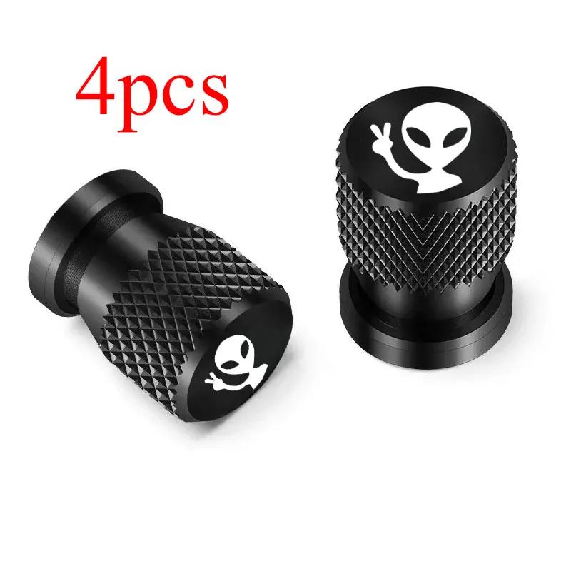 

4pcs Alien Car Wheel Tire Valve Caps Stem Air Cover for Car Truck Motorcycle - Automotive Styling Accessory чорний