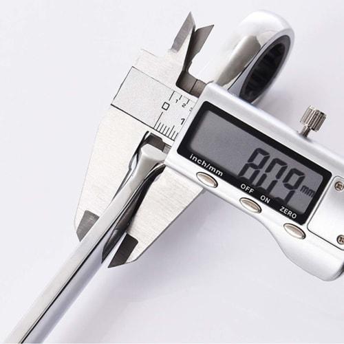 Smilerain 7-Piece Ratchet Wrench Set, Adjustable Angle Ratchet Wrench, 7-17mm, Dual-Use Head, Swivel Ratchet, Canvas Storage Bag Included