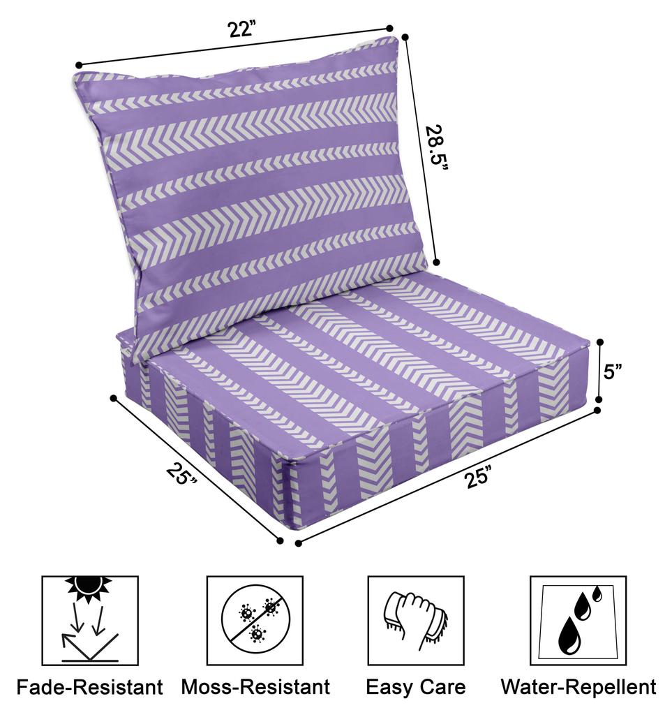 Vargottam Printed Outdoor Deep  Seat  Patio  Cushions Set 2pcs Seat Set All Weather Replacement