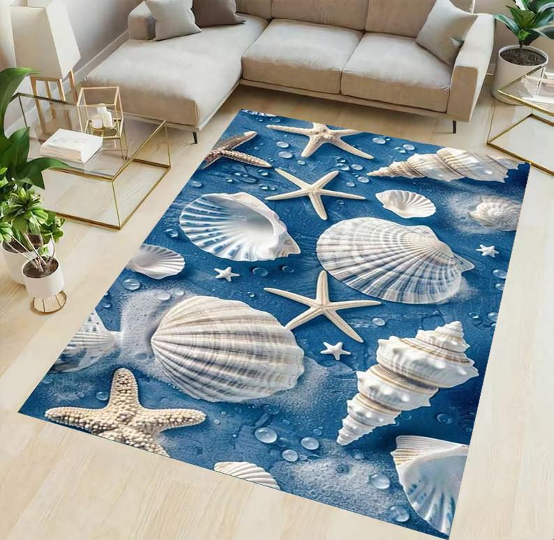 Visual Three-dimensional Shell Carpet Nordic Style Fully Covered Shell Rug Ocean Series Door Mat Room Bedroom Decoration Rug
