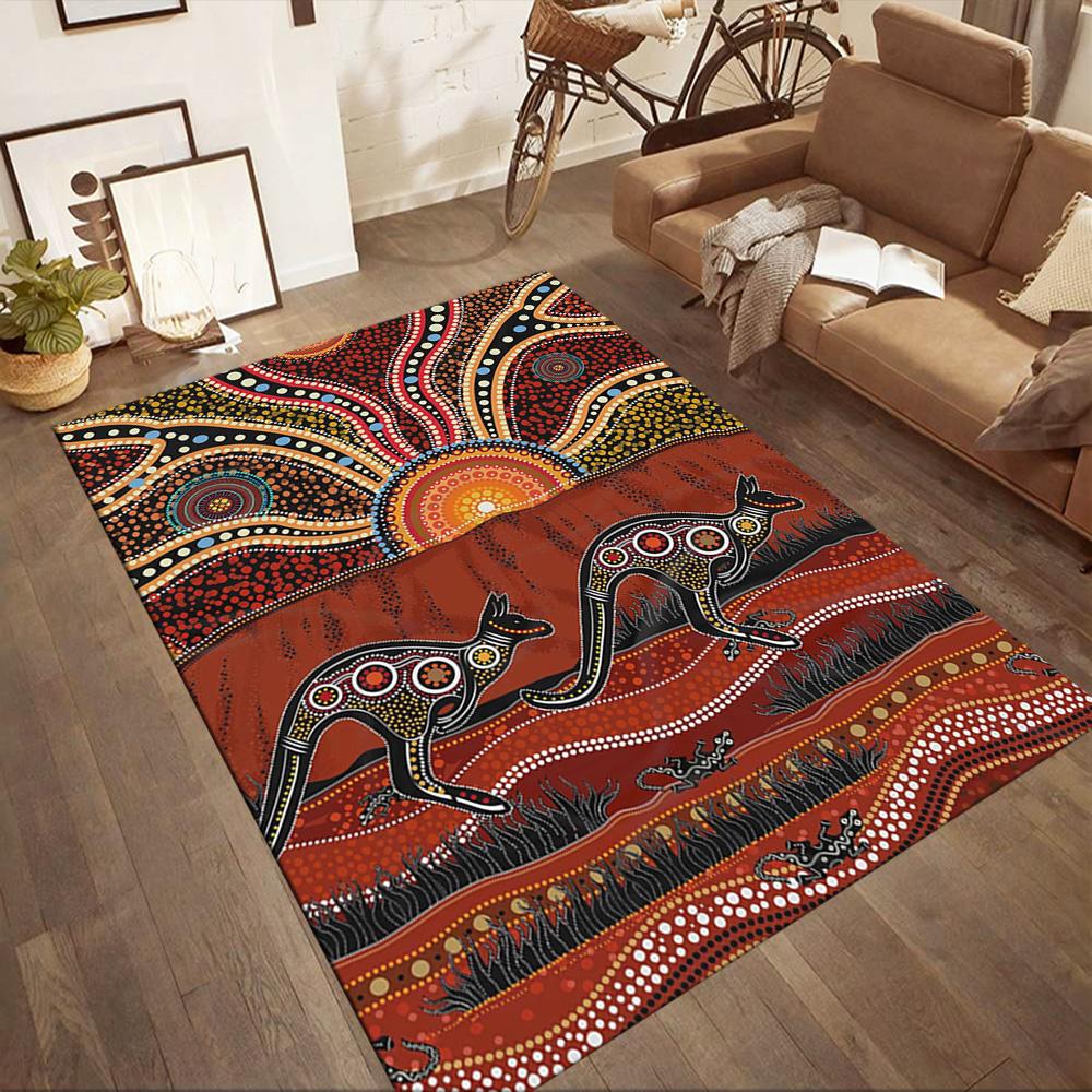 Aboriginal Art Dreamtime Floor Mats for Living Room, Bedroom and Room Decoration Are Suitable for Gifts.