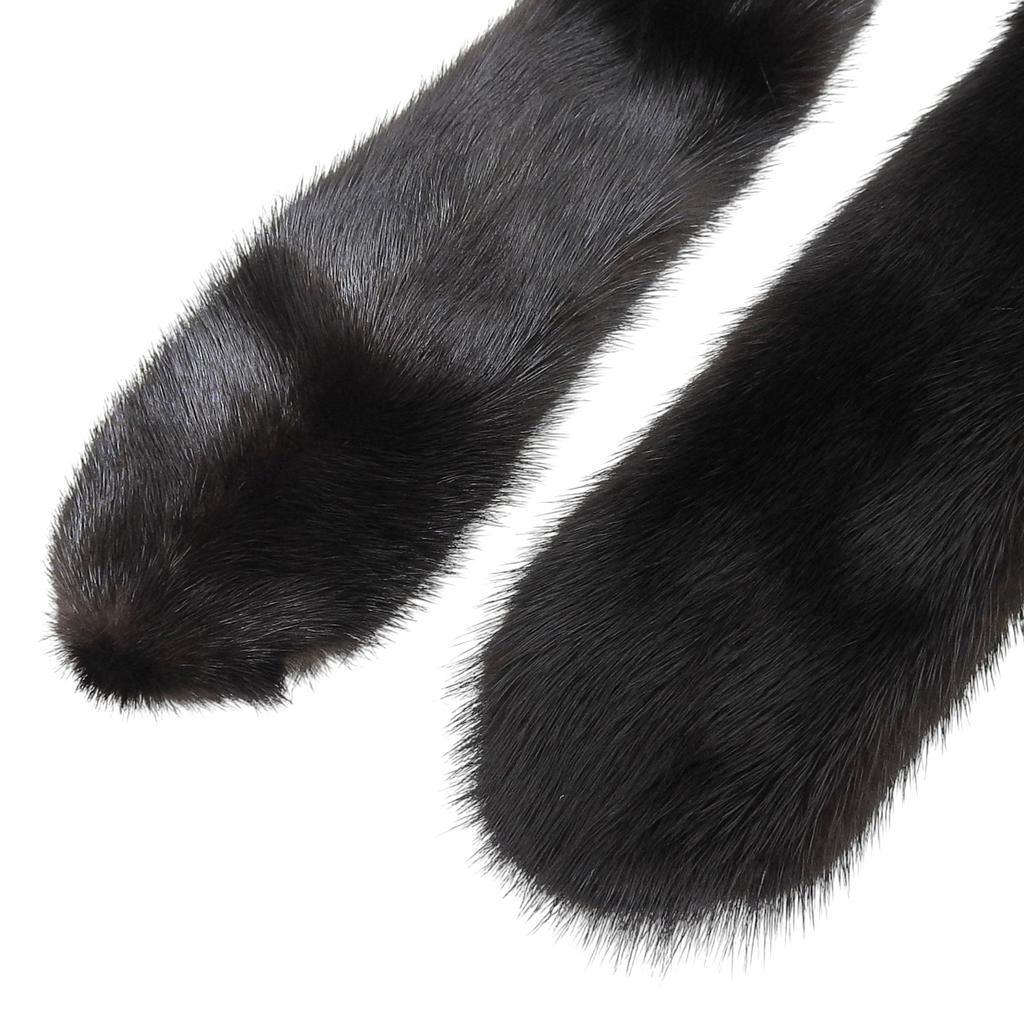 Fendi Shawl Logo Metal Tippet Dark Brown Mink MINK Women Used