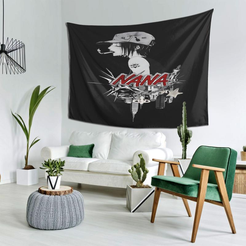 Vikama Dark Punk Style Nana Tapestry Rock Girl Anime Wall Hanging For Bedroom Dorm Trendy Shop Live Stream Backdrop Decor Banner