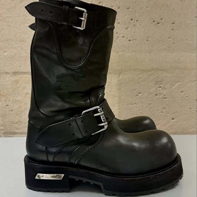 Cowhide Version~ Paris Venom Muffin Martin Boots Dark Handsome Head Knight Retro Tall Big Head Tooling Boots
