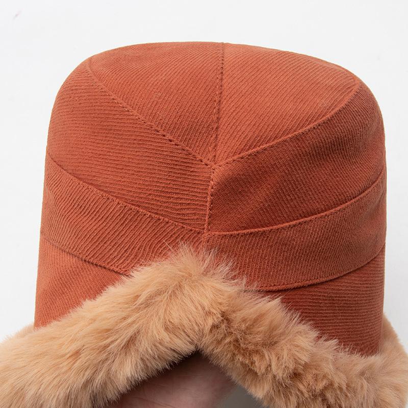 Autumn Winter Bucket Hat for Women Thickened Warm Wool Cap Dome Wide Brim Hat Soild Color Windproof Hat Clothes Accessories