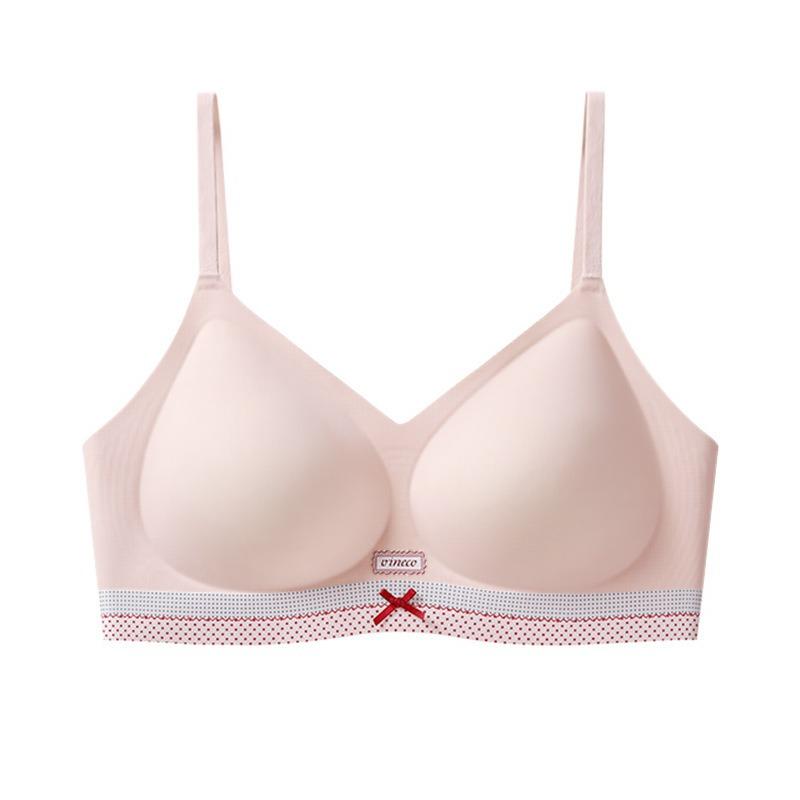 Polka Dot Bow Sweet Ballet Style No Wire Bra For Women