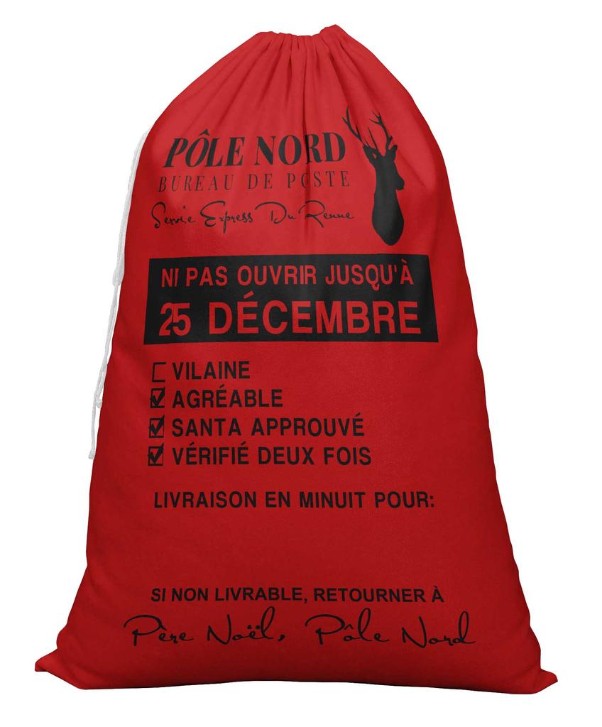 Printtoo 2 Pcs Large Santa Sacks with Drawstring Canvas Xmas Gifts Bags for Kids Christmas 27x20 Inch