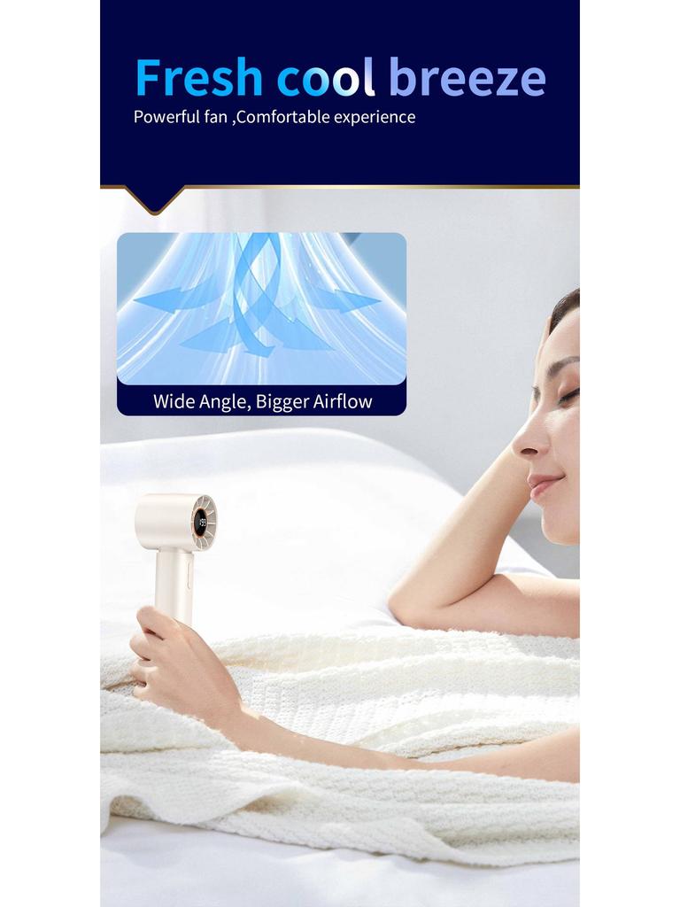 New T-12 Mini Handheld Fan: USB Charging, 100-Speed Digital Display, High-Speed Silent Turbine