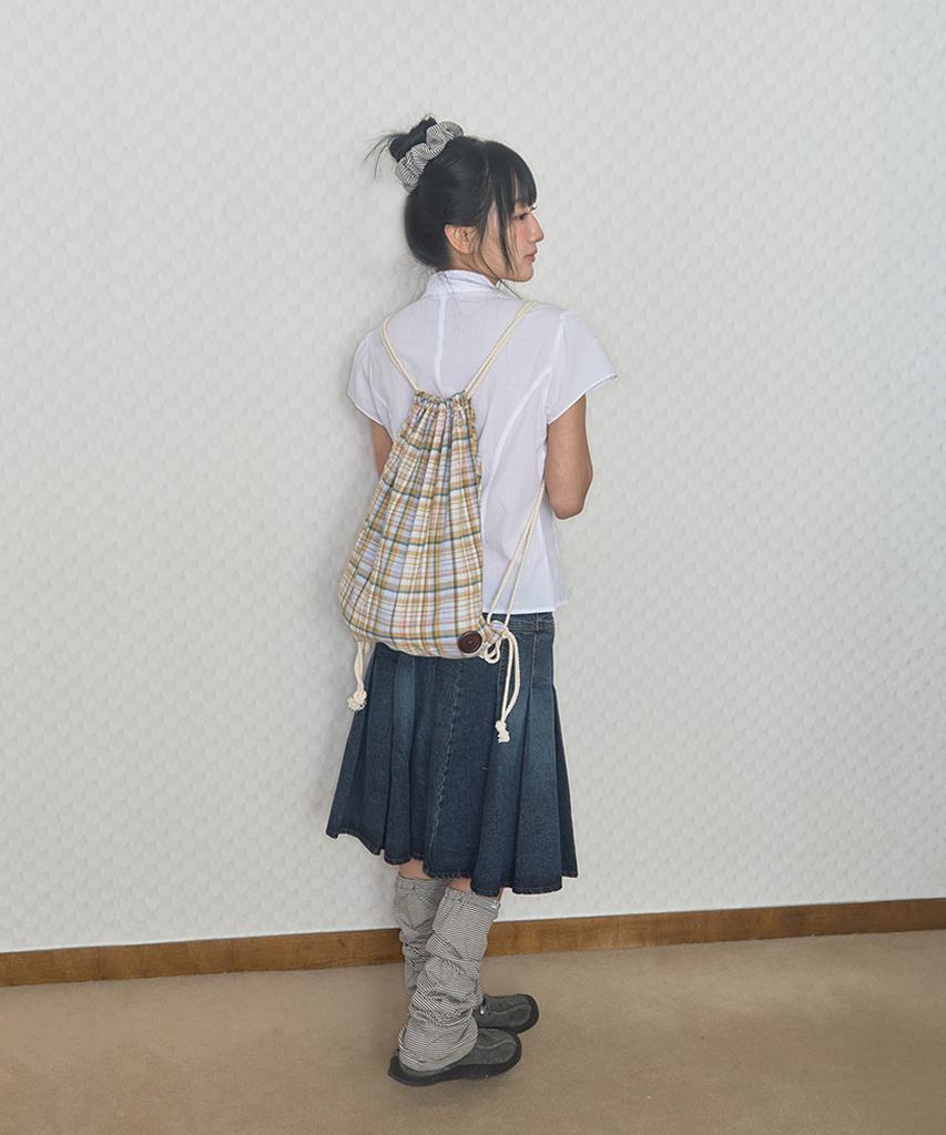 Kiibi Check Pattern Gym Sack Yellow