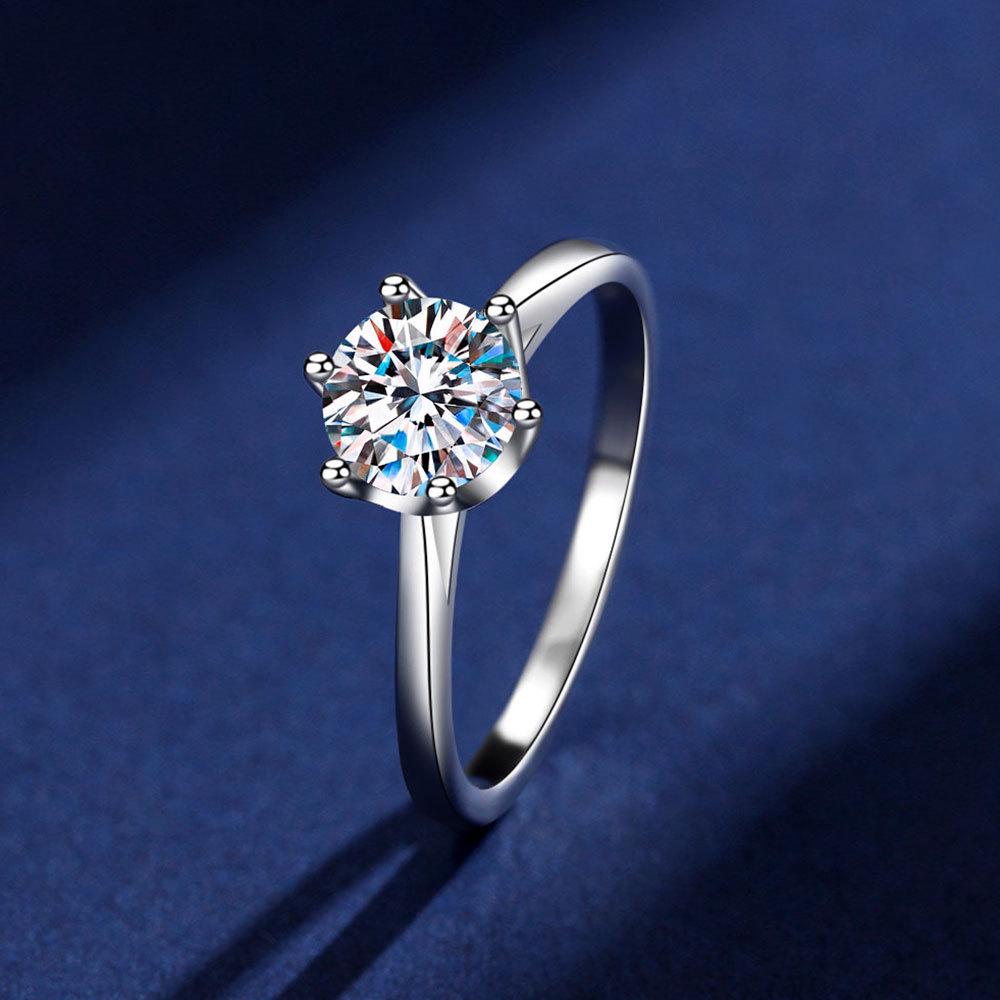 Classic One Carat Moissanite S925 Sterling Silver Ring: Elegant Proposal or Wedding Gift for Her