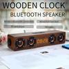 Wooden Soundbar Bluetooth Speaker Music Acoustic System 40W HIFI Stereo Music Surround LED Display Outdoor Speaker With FM Radio