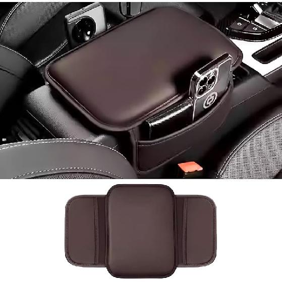 Car Center Console Cover, Leather Comfort Armrest Cover With 2 Storage Bag, Interior Car Accessories Universal Car Arm Rest Cover Pad For Car
