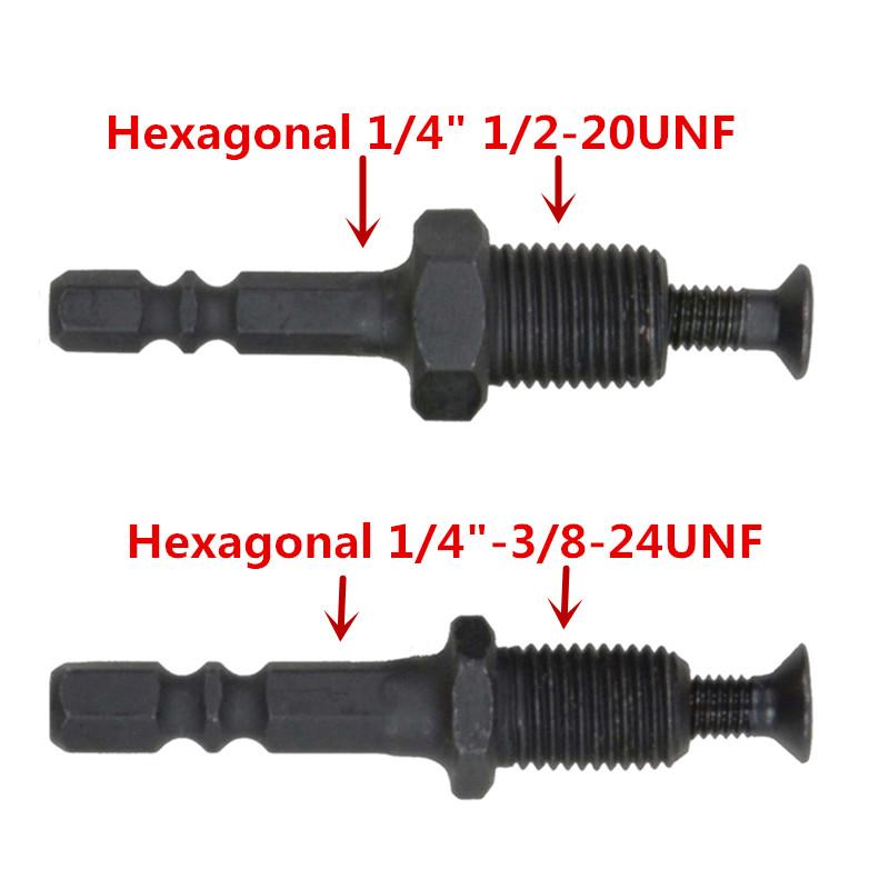 Adaptor cu tijă hexagonală 1/4" 6,35 mm la filet tată cu tijă hexagonală 1/2-20UNF cu șurub invers pentru mandrina de foraj