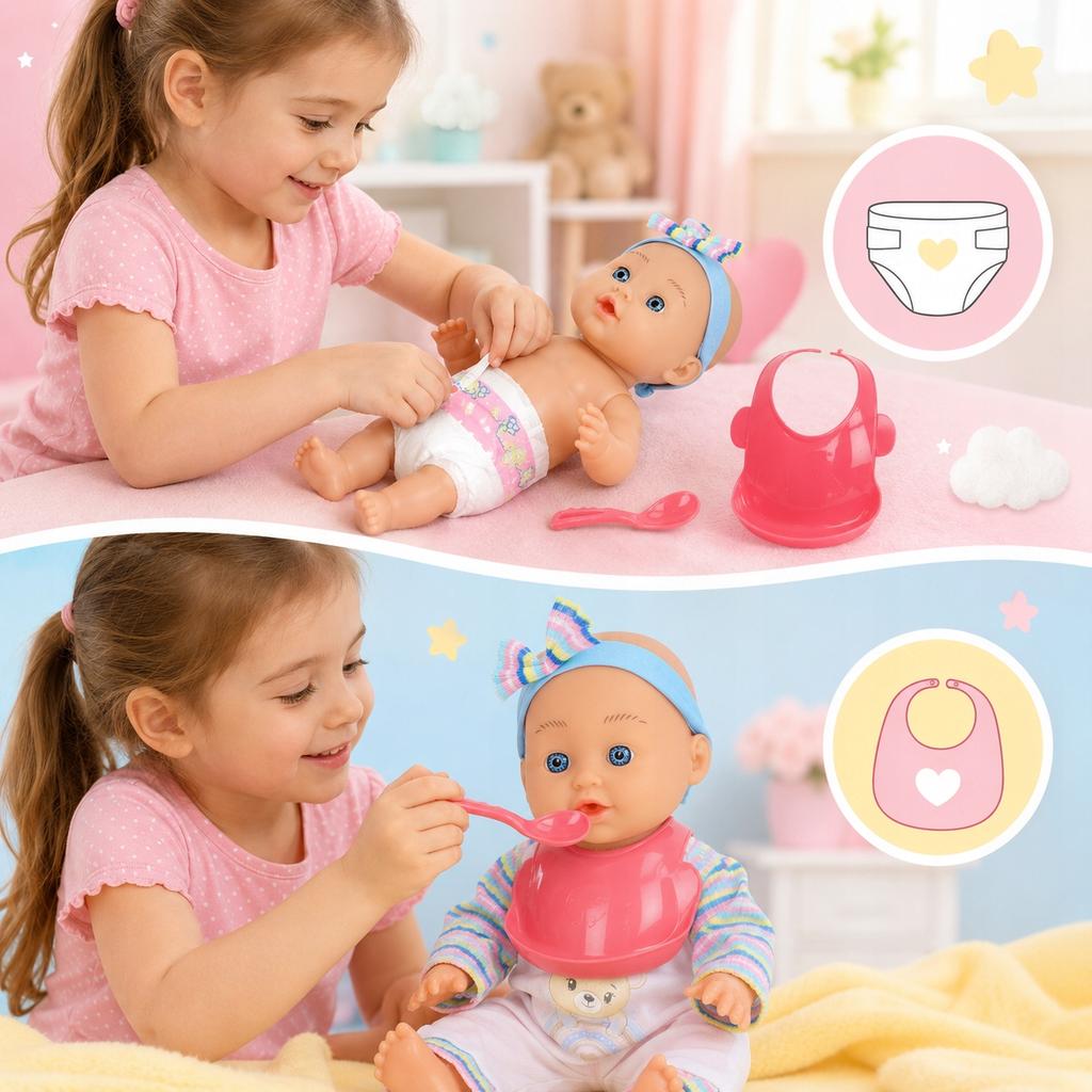 [PACZB] Baby doll with feeding accessories and seat Z3410