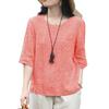 ZANZEA Women Casual Round Neck Plaid Print Loose Half Sleeve Blouse