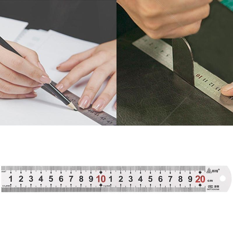 Metal Precision Ruler Stainless Steel Straight Ruler 20cm Steel Ruler Measuirng Tool for Office Learning Drawing
