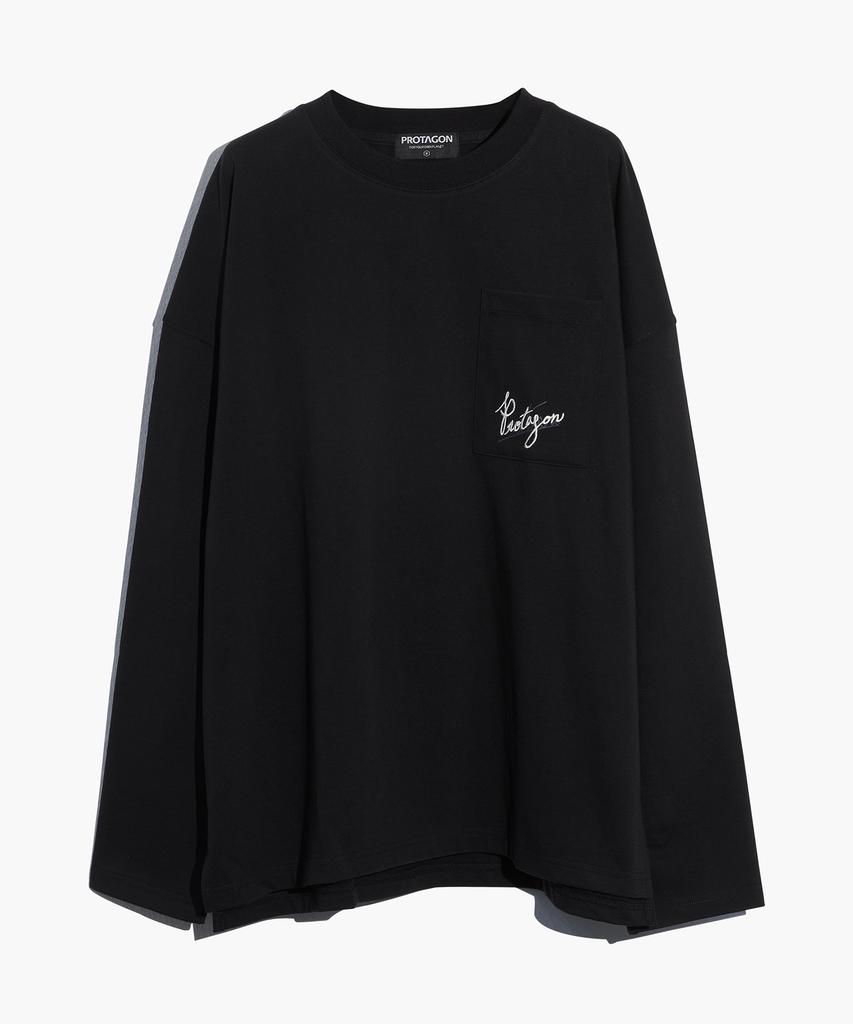 PROTAGON Hand Writhing Logo Long-Sleeved Tee (Black)