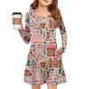 Christmas Day Girls' Long Sleeve Dress - Color Pocket Dress