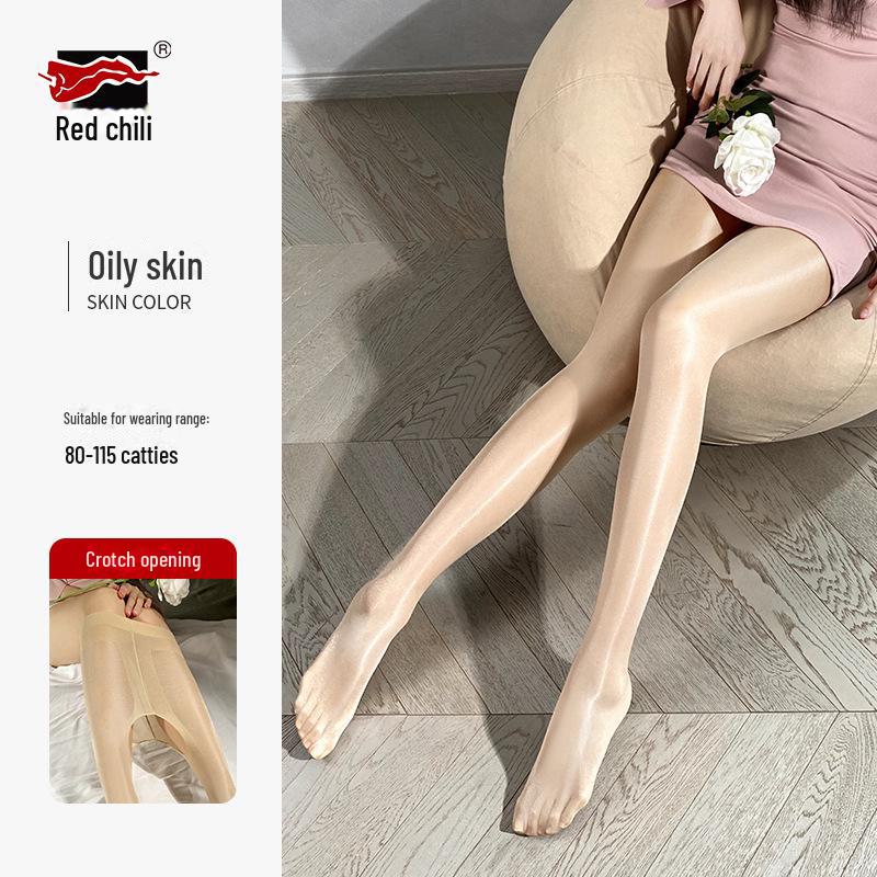 Shiny Red Pepper Ultra-Thin Sexy Pantyhose - Anti-Hook Silk Stockings for Women