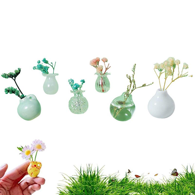 

5/6/8 шт. Керамическая ваза Магнит на холодильник Мини-цветочная композиция Скандинавская индивидуальность Дом Фото Доска для сообщений Наклейки Декор