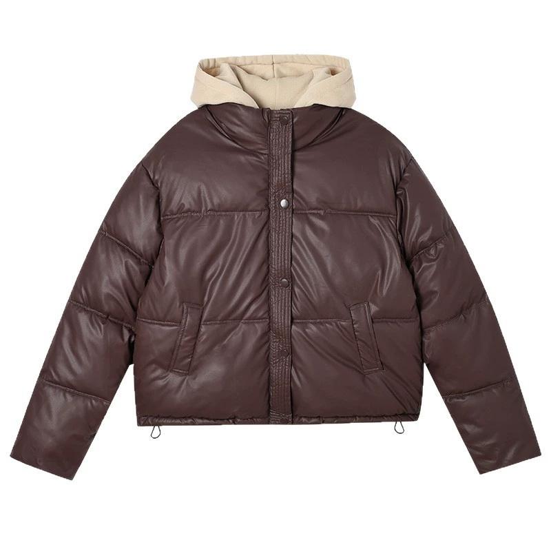 

Новая женская хлопковая куртка-парка зимняя, из двух частей, не требующая стирки, с ПУ-наполнителем из хлопка, короткое толстое пальто с капюшоном, женская верхняя одежда 2XL кофейный