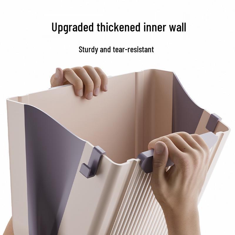 Wall-Mounted Kitchen Trash Can: Large Capacity, Folding, Hanging Waste Basket for Cabinet Doors, Creative Classified Storage.