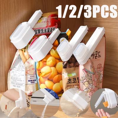 1-3Pc Food Bag Clips With Pour Spouts Storage Bag Sealing Fresh-Keeping Snack Candy Storage Fresh Kitchen Reuseable Bag Clip