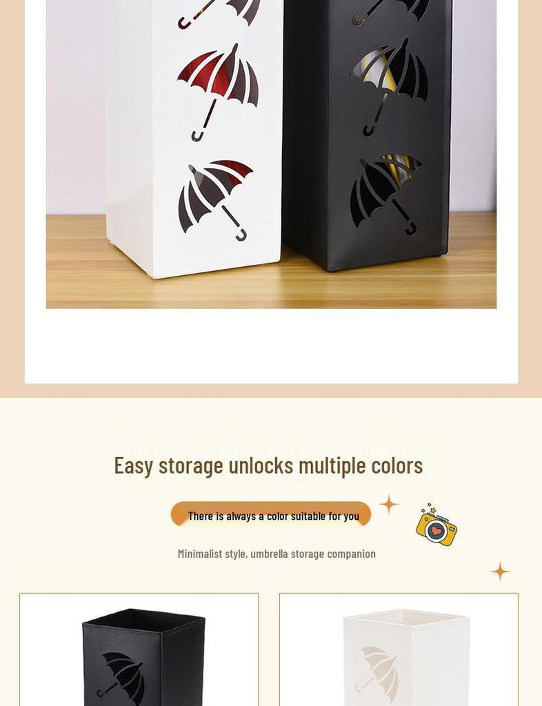 Metal Square Umbrella Stand and Storage Organizer for Newspapers, Dried Flowers, Fishing Gear, and Hiking Poles