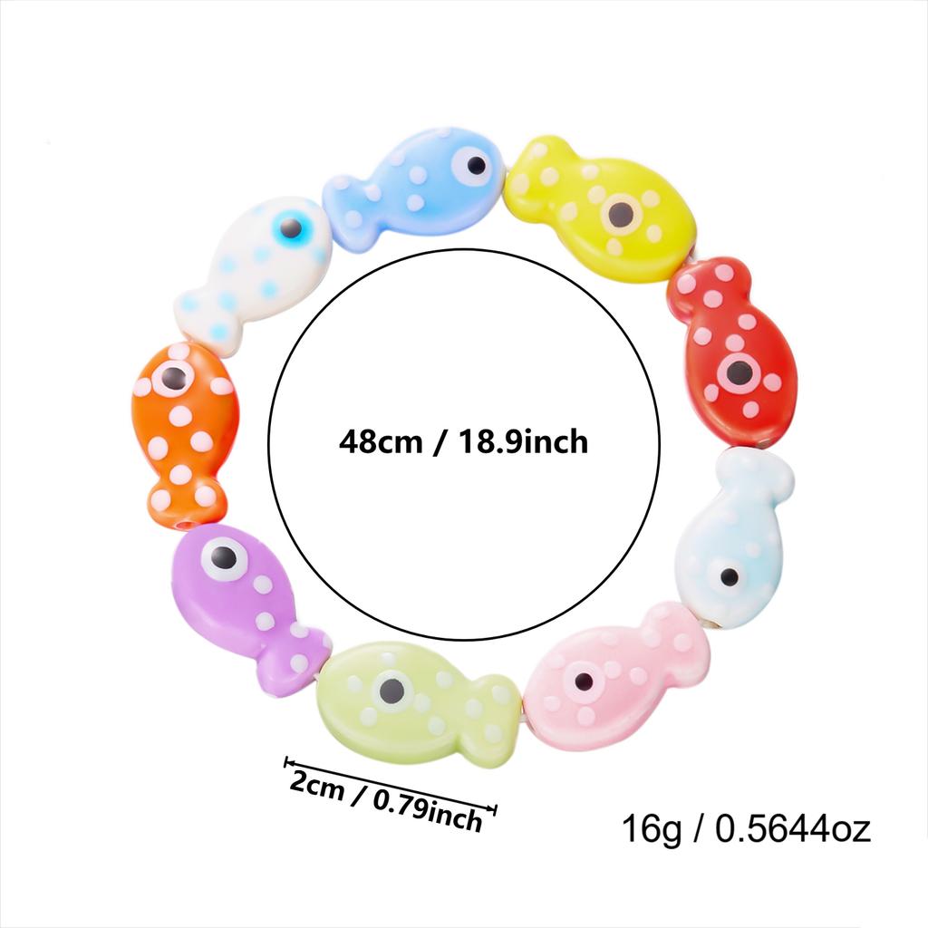 Cute Colorful Ceramic Fish Beaded Bracelet for Women Handmade Lucky Koi Fish Stretch Bracelet Summer Aesthetic Jewelry Gifts