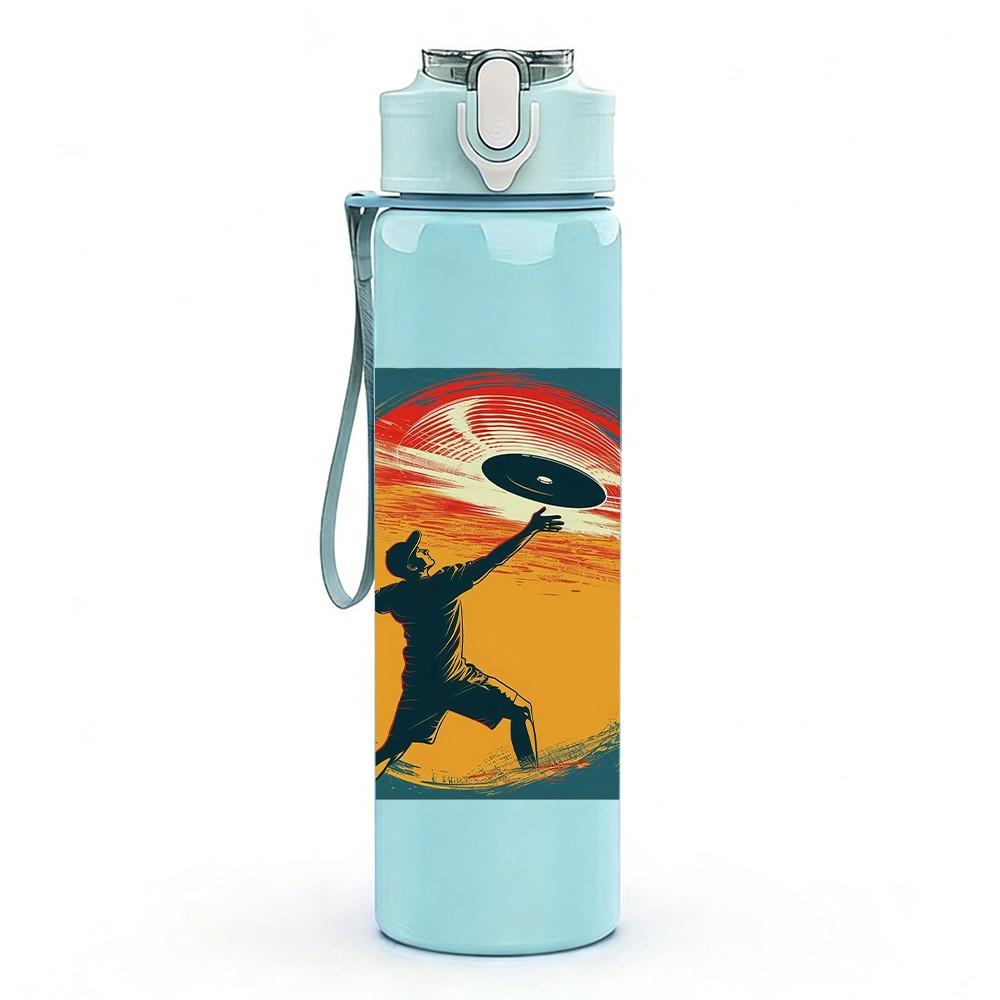 1PC Runner Athlete Sunset Sport Print 750ml Color Plastic Sports Water Bottle Leakproof Flip Straw Lid Suitable for Sports Office Home Use