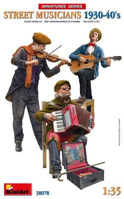 Miniart Street Musician Figure 3 Plastic Model MA38078 1/35 1930-40s