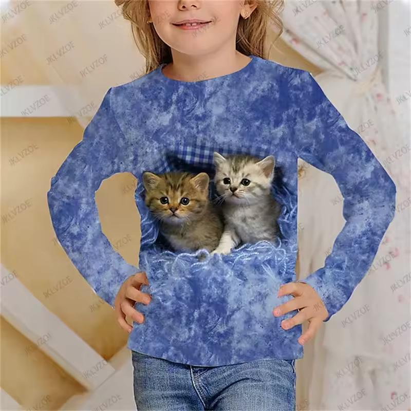 Tops Unisex Children's Cartoon Printed Cute Long Sleeved Soft Comfortable Top Men Women