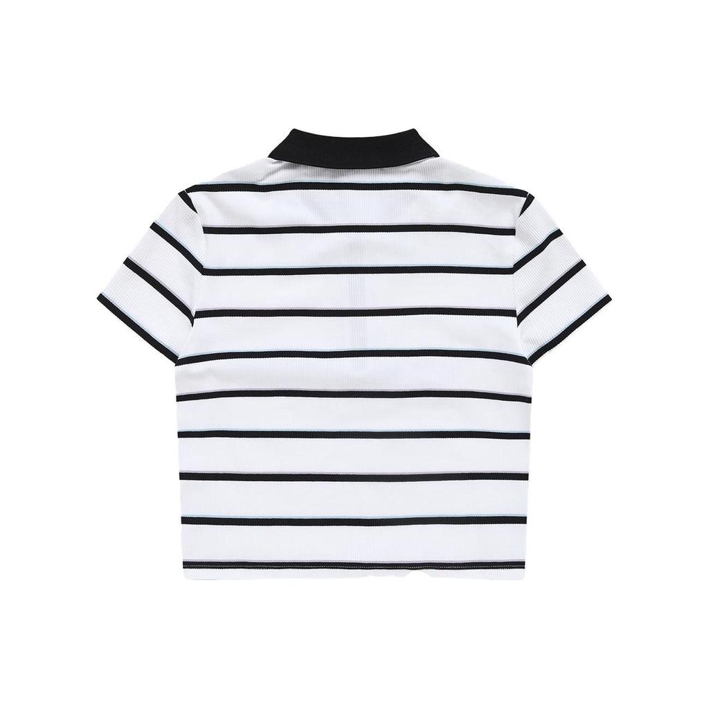 FILA Casual Striped Knitted Polo Shirt Women tops White T11W326101F-WT