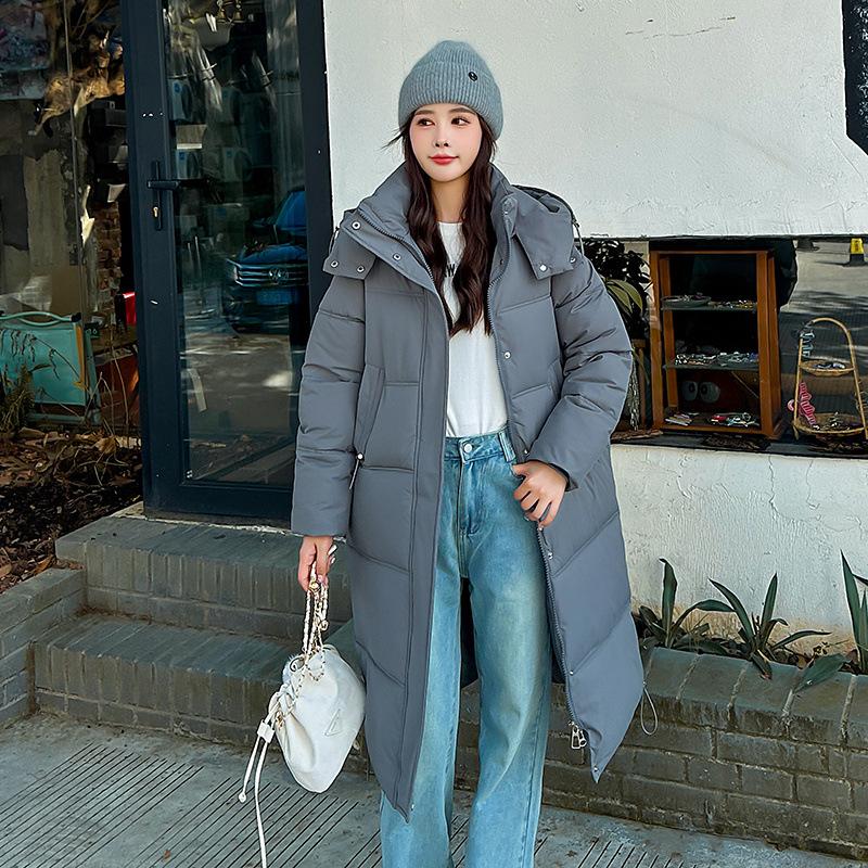 Down cotton jacket schoolgirl long over the knee loose ins loose bread suit thickened cotton jacket winter new padded jacket jacket