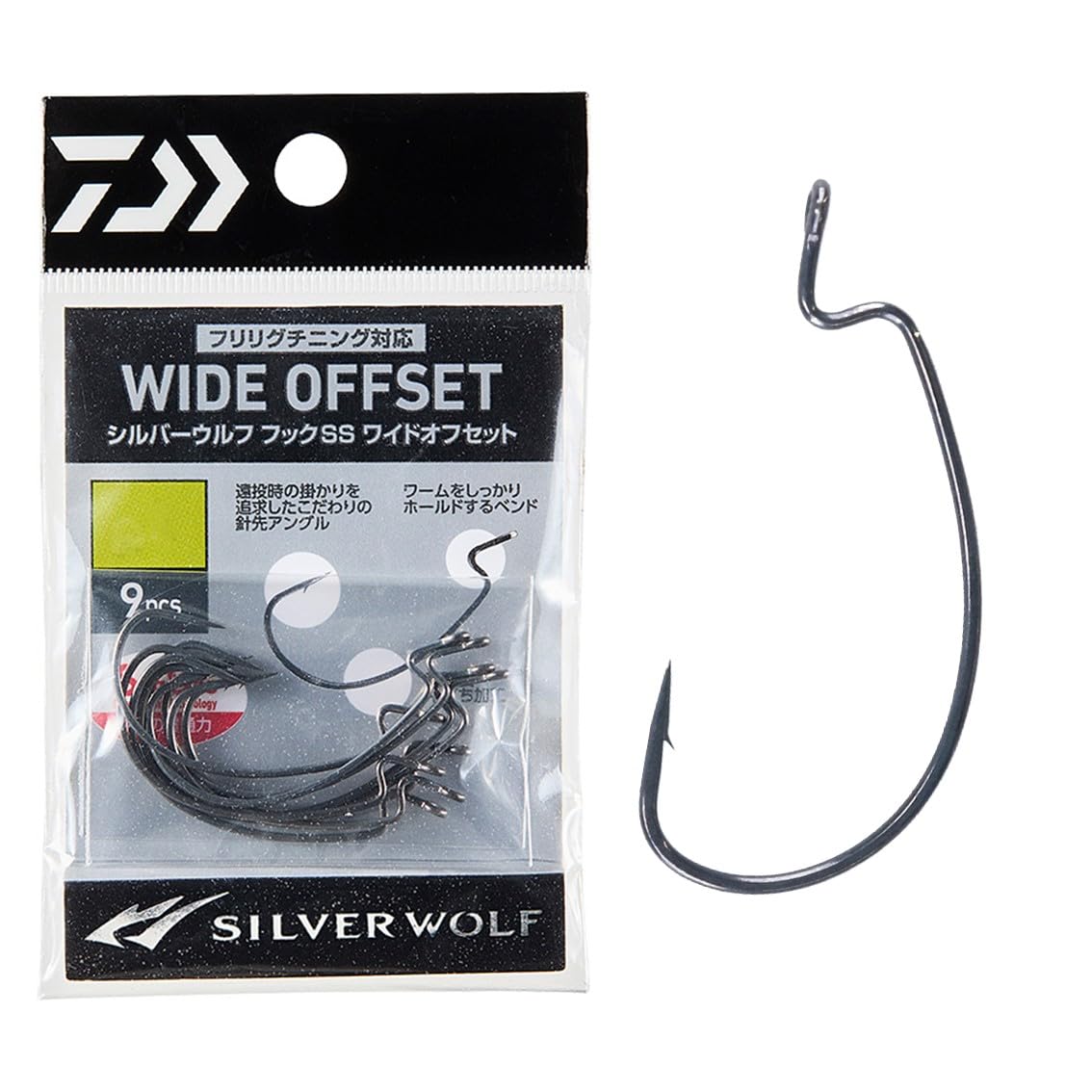 Крючок Daiwa Silver Wolf SS Wide Offset №1 9 шт. 9 pieces