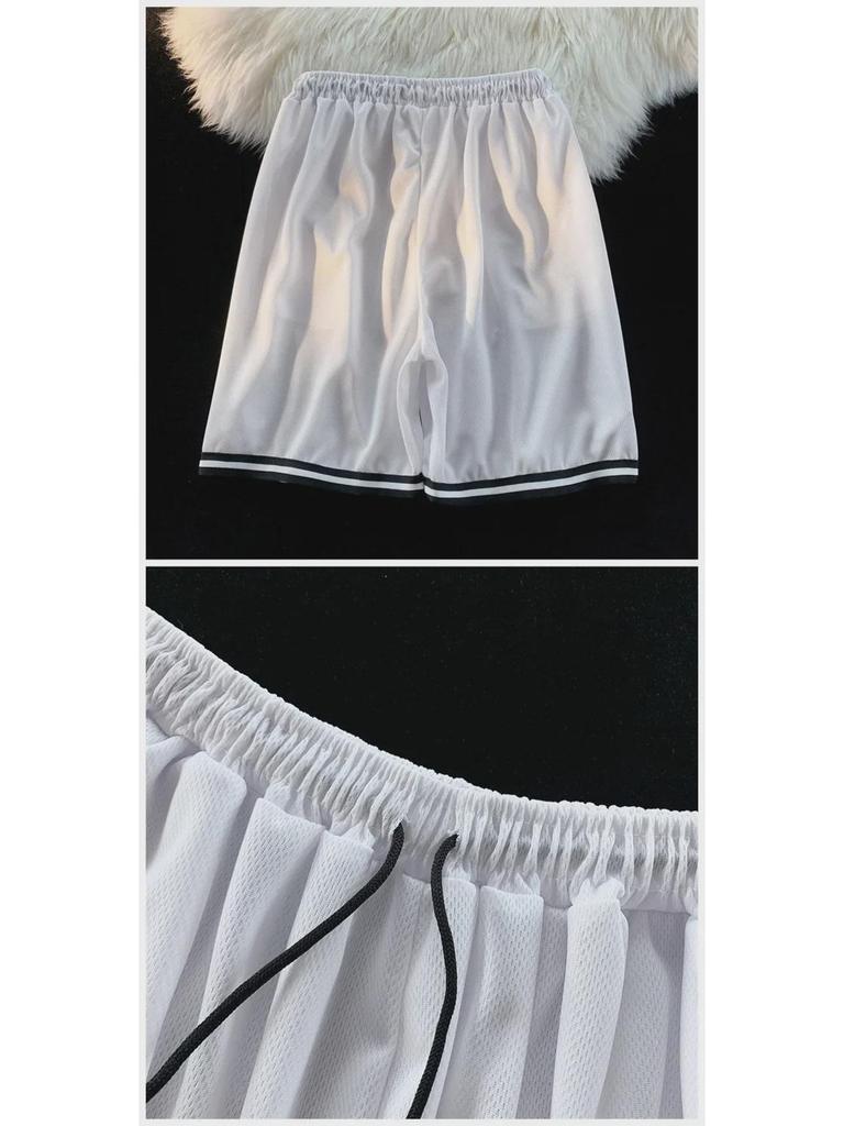 Men's Korean Harajuku Style Casual Loose Beach Shorts - Trendy Split Wide-Leg Mid-Length Pants