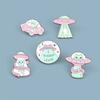 Creative Alien Cat Pins Funny Ufo Cartoon Brooch Lapel Badge Women Clothes Accessories Jewelry Gift