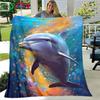 3D Fashion Dolphin Printed Four Seasons Blanket Sofa Cover Travel Bed Plush Blanket Travel Office Break Blanket Birthday Gift