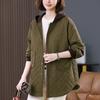 Women's 2024 Autumn/Winter Hooded Cotton Jacket – Loose, Quilted Diamond Pattern, Casual Fashion for Middle-Aged Moms