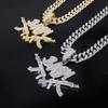 Alloy Necklace, Male and Female Double Gun BABY Pendant, Hip Hop Personality Fashion Rap Street Trend Diamond Pendant
