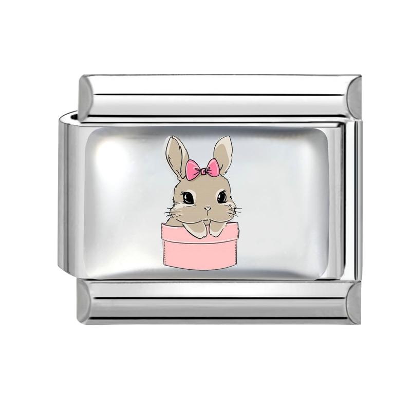 1PC Creative Personalized Tulip Lovely Cats Rabbit Star Heart Italian Charm Fit 9MM Stainless Steel Bracelet DIY Making Gift