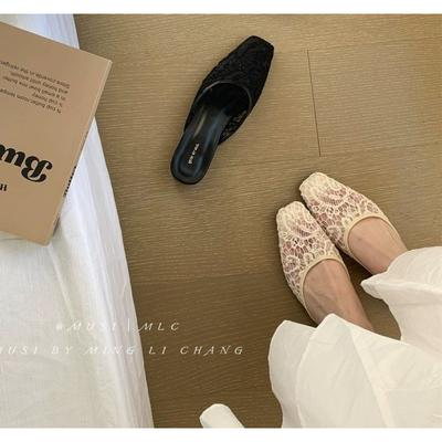 2025 Sommer Neue Spitze Damen Pantoletten Hausschuhe Mode Zehenbedeckte Schuhe Damen Outdoor Freizeit Strand Urlaub Slides Schuhe