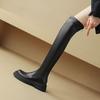 Krazing Pot Microfiber Autumn Winter Shoes Med Heels Flat Platform Size 42 Over-the-knee Boots Slip On Elastic Thigh High Boots