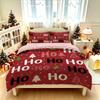 Christmas Duvet Cover Set 3Pcs Red Ho Ho Ho Xmas Tree Print Soft Microfiber Bedding with Pillowcases Bedroom Decor