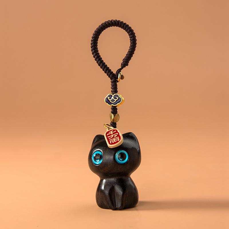Sandalwood Cat Keychain: Cute USB Lanyard & Bag Charm for Men & Women