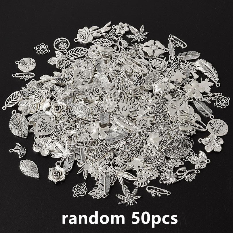 Mix 10/20/30/50pcs Plant Charm Tree Of Life Rose Sunflower Leaf Pendant Charms For Jewelry Making Bulk DIY Accessories Materials