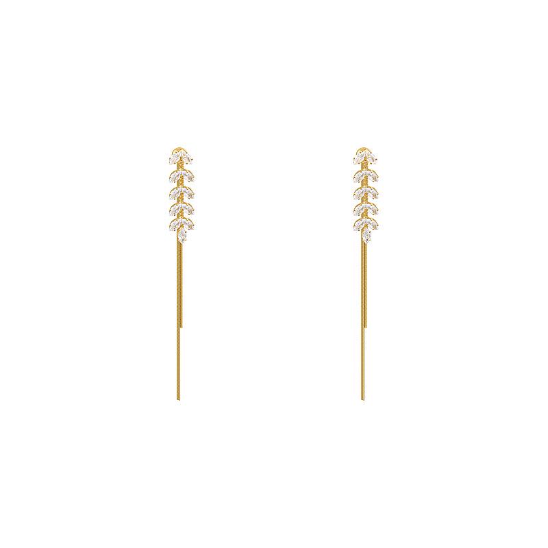 2026 New Wheat Ear Tassel Earrings: Zircon Luxury & Unique Design for Women