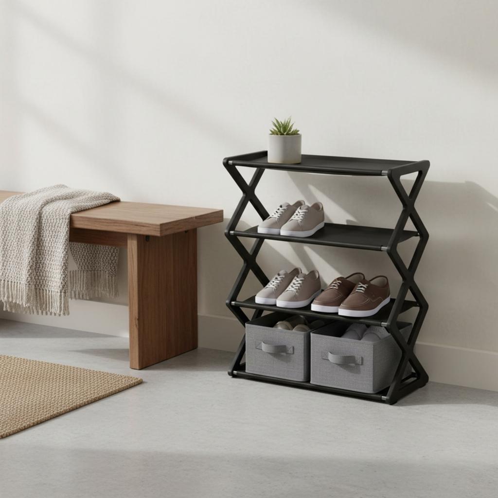 Ladder Shoe Rack X Shaped Easy Assembly Multi Layer Storage for Shoes