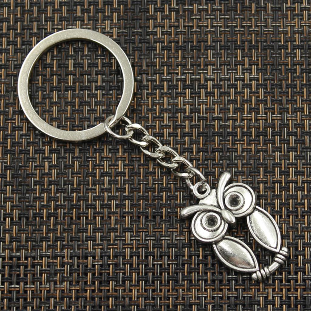Fashion Big Eyes Owl 30x19mm Pendant 30mm Key Ring Metal Chain   Men Car Gift Souvenirs Keychain