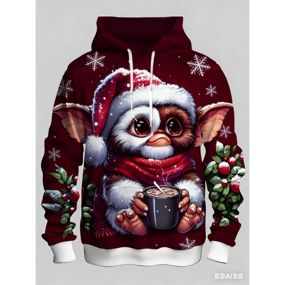 Christmas snowflake monster pattern men's hoodie